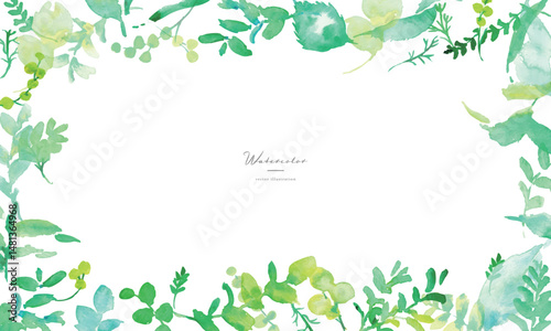 水彩画。水彩タッチの草木のベクターイラスト。水彩画の緑の葉っぱ素材。環境。エコ。Watercolor painting. Vector illustration of grass and trees with watercolor touch. Watercolor green leaves material. Environment. Eco.