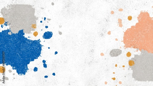 Obraz na płótnie Abstract Paint Splatter Background Blue Beige Gray Gold Texture w salonie