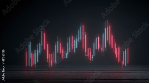 Obraz na płótnie Neon Candlestick Chart Stock Market Graph Financial Trading Investment Business Analys w salonie