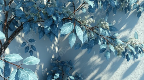 Obraz na płótnie Serene Blue Foliage Tranquil Plant Wall Art Nature Photography w salonie