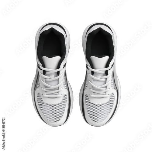 Pair of sneakers seen from above on transparent background