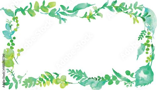水彩画。水彩タッチの草木のベクターイラスト。水彩画の緑の葉っぱ素材。環境。エコ。Watercolor painting. Vector illustration of grass and trees with watercolor touch. Watercolor green leaves material. Environment. Eco.