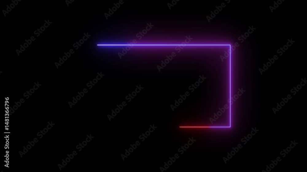 Glowing rectangular frame. Animated neon frame loop with dual color glow on black background for modern digital design