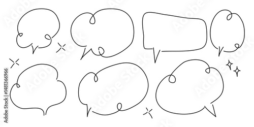 Speech bubbles comic on doodle set. isolated on white background. vector illustration