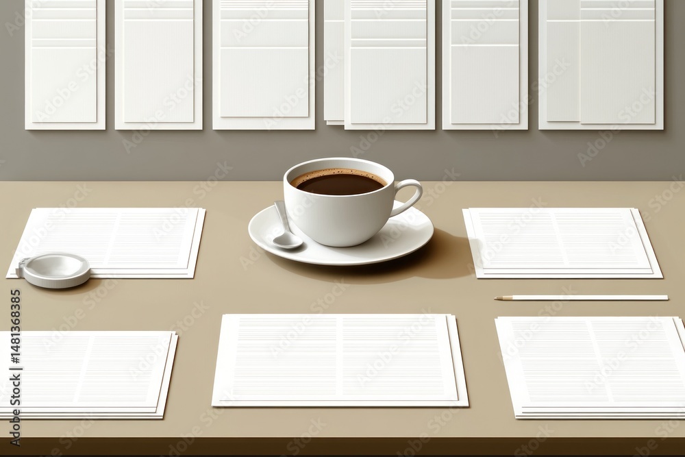 Obraz premium Workspace with Documents and Coffee