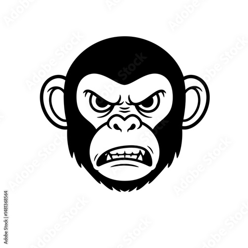 Angry Monkey Face: Vector Illustration for Graphic Design