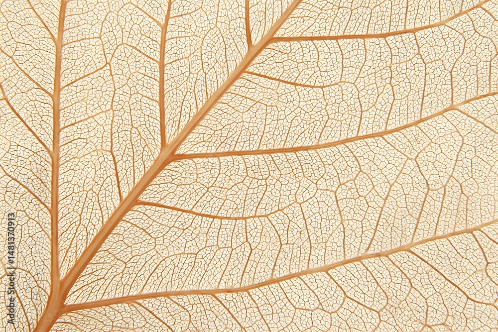 Obraz premium Leaf Skeleton: A captivating close-up showcases the intricate structure of a leaf skeleton, revealing the delicate network of veins in exquisite detail. A testament to the artistry of nature.