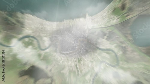 Earth zoom from New Orleans - Louisiana - USA. And zoom out through clouds and atmosphere into space. Satellite view.