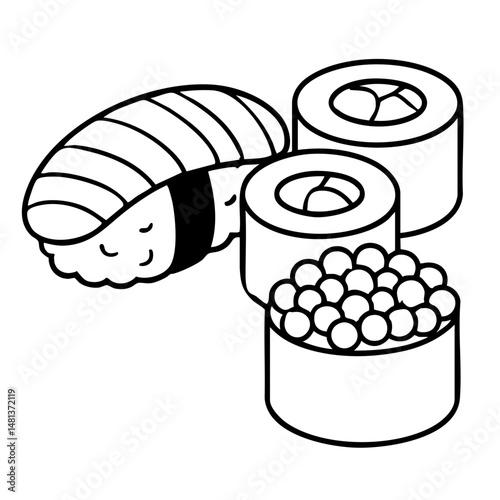 Sushi Rolls – Classic Japanese Cuisine Vector Illustration