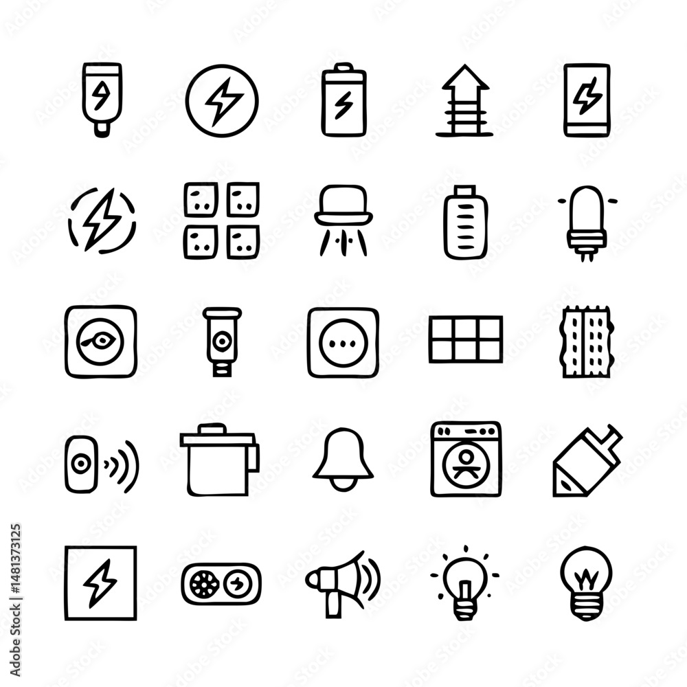 Energy saving and efficiency editable stroke outline icons set isolated on white background flat vector illustration. Alternative energy sources vector linear icons set. Ecology renewable energy .