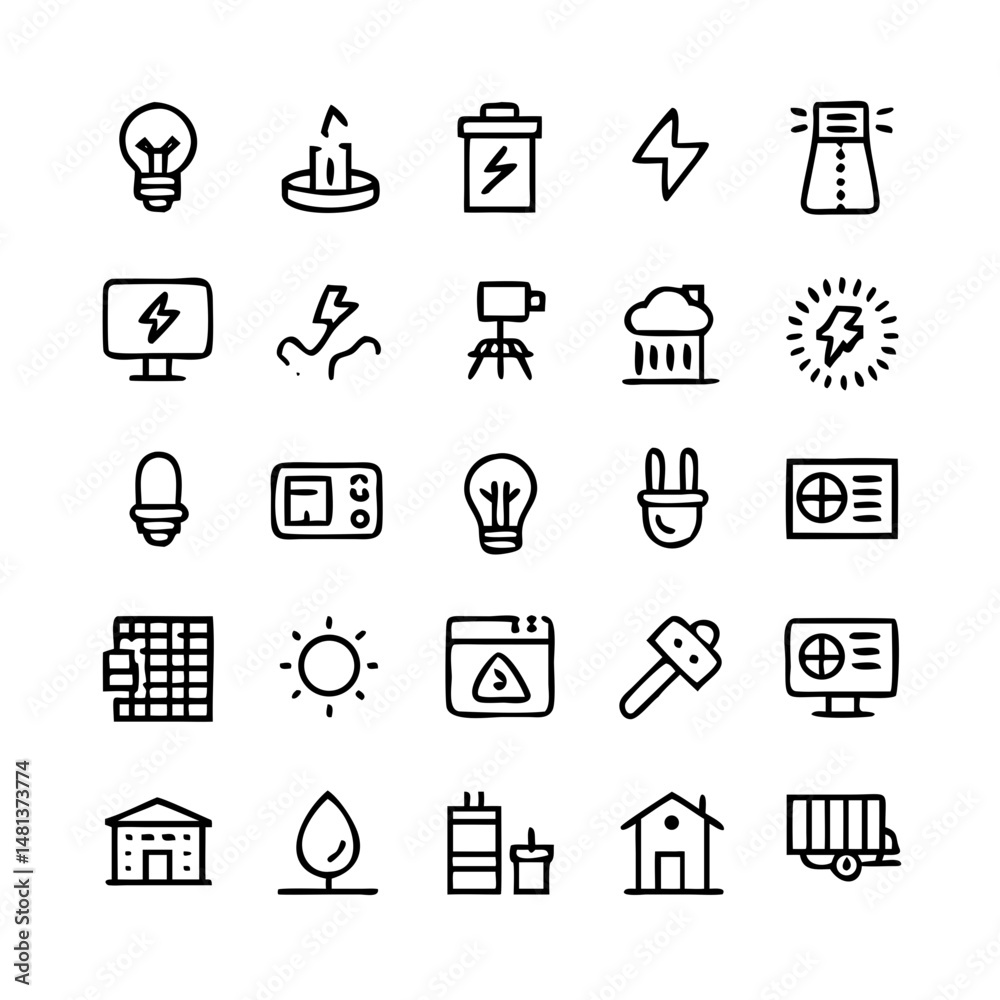 Energy saving and efficiency editable stroke outline icons set isolated on white background flat vector illustration. Alternative energy sources vector linear icons set. Ecology renewable energy . Energy saving and efficiency editable stroke outline icons set isolated on white background flat vector illustration. Alternative energy sources vector linear icons set. Ecology renewable energy .