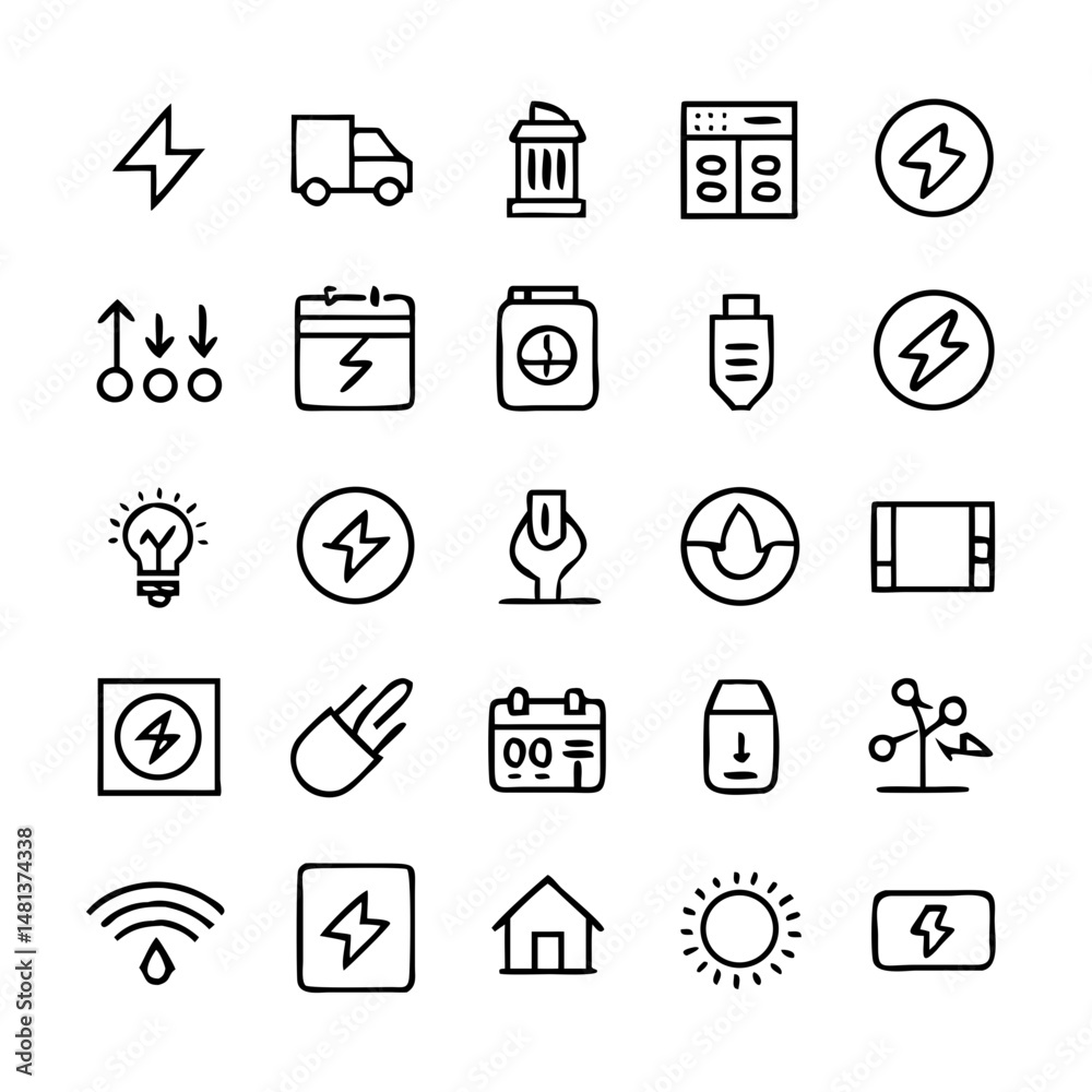 Energy saving and efficiency editable stroke outline icons set isolated on white background flat vector illustration. Alternative energy sources vector linear icons set. Ecology renewable energy . Energy saving and efficiency editable stroke outline icons set isolated on white background flat vector illustration. Alternative energy sources vector linear icons set. Ecology renewable energy .