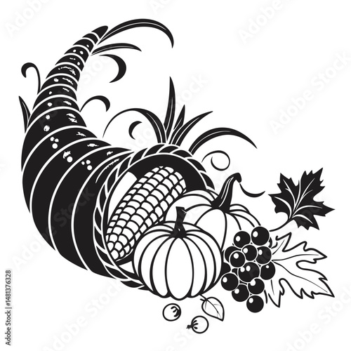 illustrate-a-black-silhouette-vector-of-a-cornucop.eps