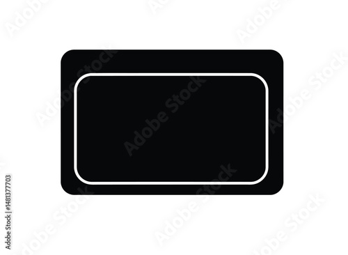 Gift card silhouette. The image shows a simple black and white silhouette of a gift card, a rectangular object often used as a present. Vector clipart illustration design.