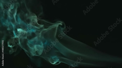 Blue Smoke Swirling in Dark Background