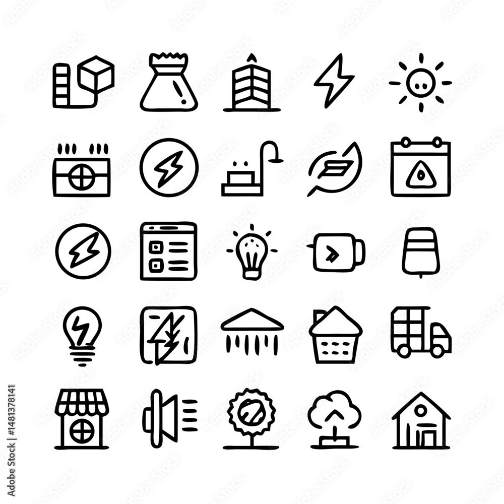 Energy saving and efficiency editable stroke outline icons set isolated on white background flat vector illustration. Alternative energy sources vector linear icons set. Ecology renewable energy . Energy saving and efficiency editable stroke outline icons set isolated on white background flat vector illustration. Alternative energy sources vector linear icons set. Ecology renewable energy .