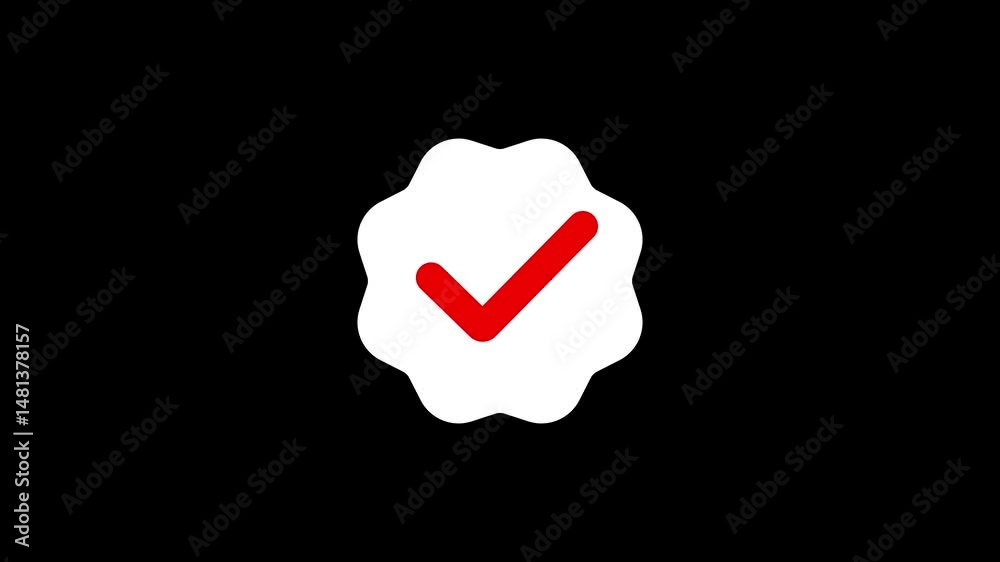 Animated checkmark on verified badge against a black background perfect for concept illustrations of achievement confirmation and approval Animated checkmark on verified badge against a black background perfect for concept illustrations of achievement confirmation and approval