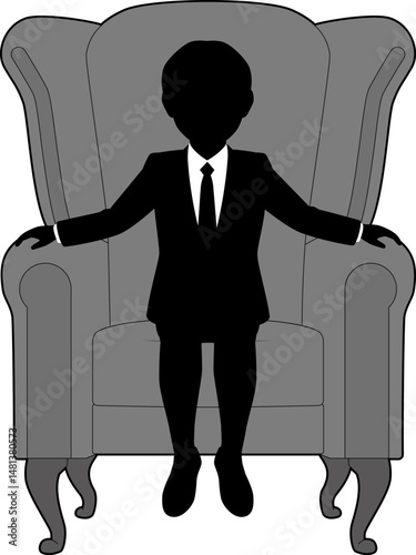 椅子に座る子供ビジネスマン