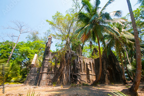 Old presbyterian church ruins Ross Island, port blair, Andaman and Nicobar India.