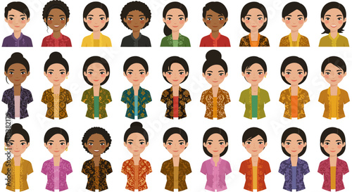Diverse Portraits of People in Traditional Indonesian Attire