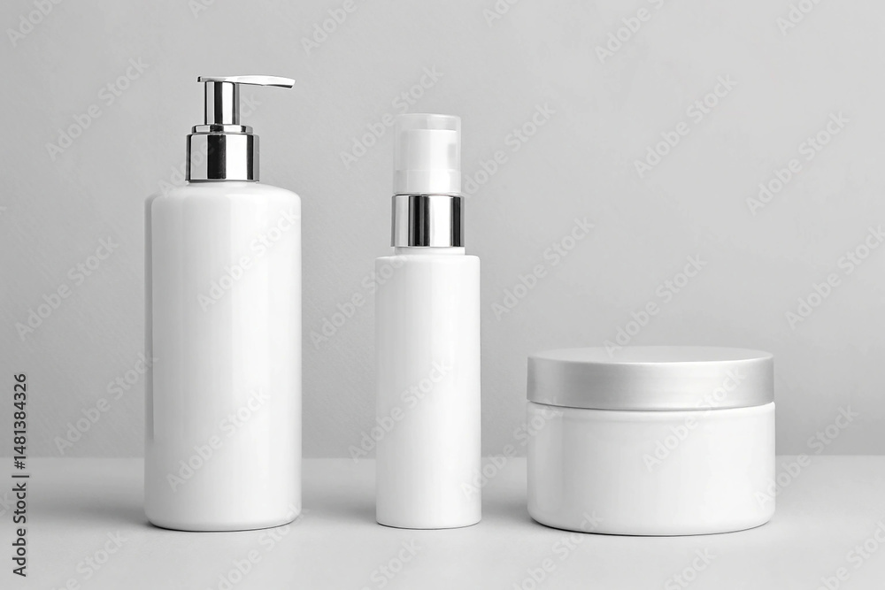 White and Silver Cosmetic Product Mockup Set White and Silver Cosmetic Product Mockup Set