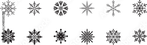 Snowflakes in Black and White Illustrations.