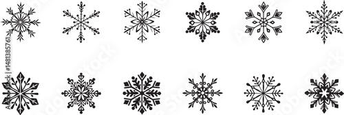 Snowflakes in Black and White Illustrations.