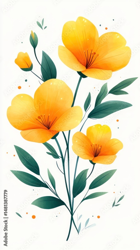 custom made wallpaper toronto digitalDelicate bouquet of bright yellow flowers with soft green leaves