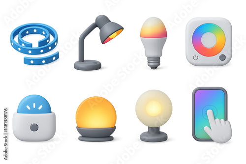 Smart home 3d icons set – technology, automation, digital control graphics