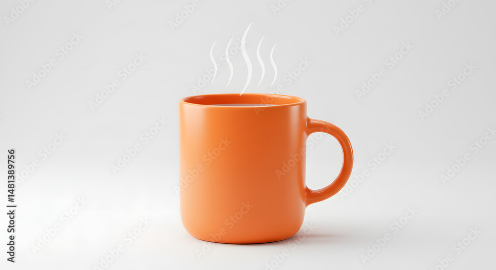 Obraz premium Orange mug with steam