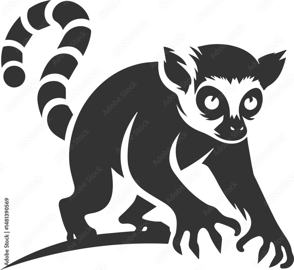 Obraz premium Lemur silhouette vector isolated 