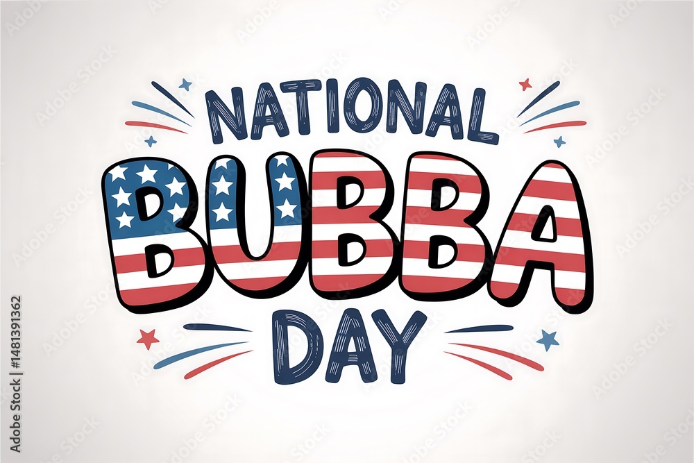 Fototapeta premium National bubba day graphic with american flag colors and star accents on a white backdrop
