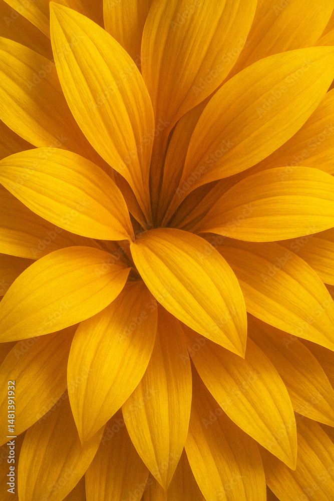 Obraz premium Ultra-detailed close-up of vibrant sunflower petals layered seamlessly to create a bright and cheerful floral background. High-resolution, natural textures, delicate gradients of yellow and gold