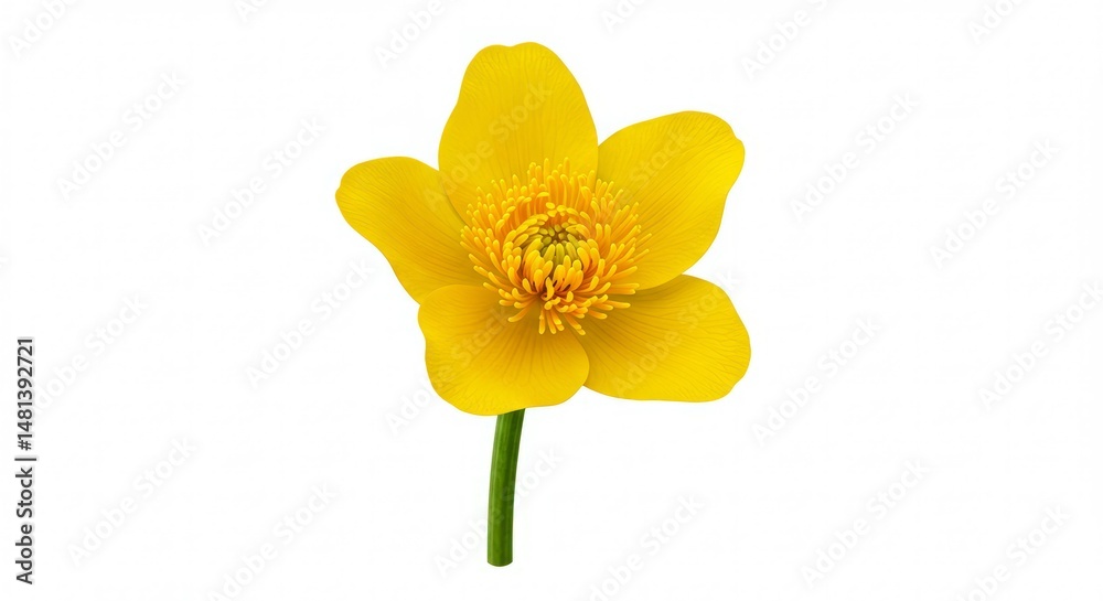 Fototapeta premium Radiant Marsh Marigold Blossom: A Symbol of Spring's Golden Awakening
