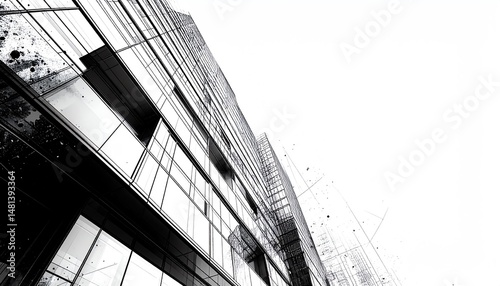 Wallpaper Mural A modern architectural design featuring glass and sharp lines, showcasing a unique perspective of a towering structure against a minimalist background Torontodigital.ca