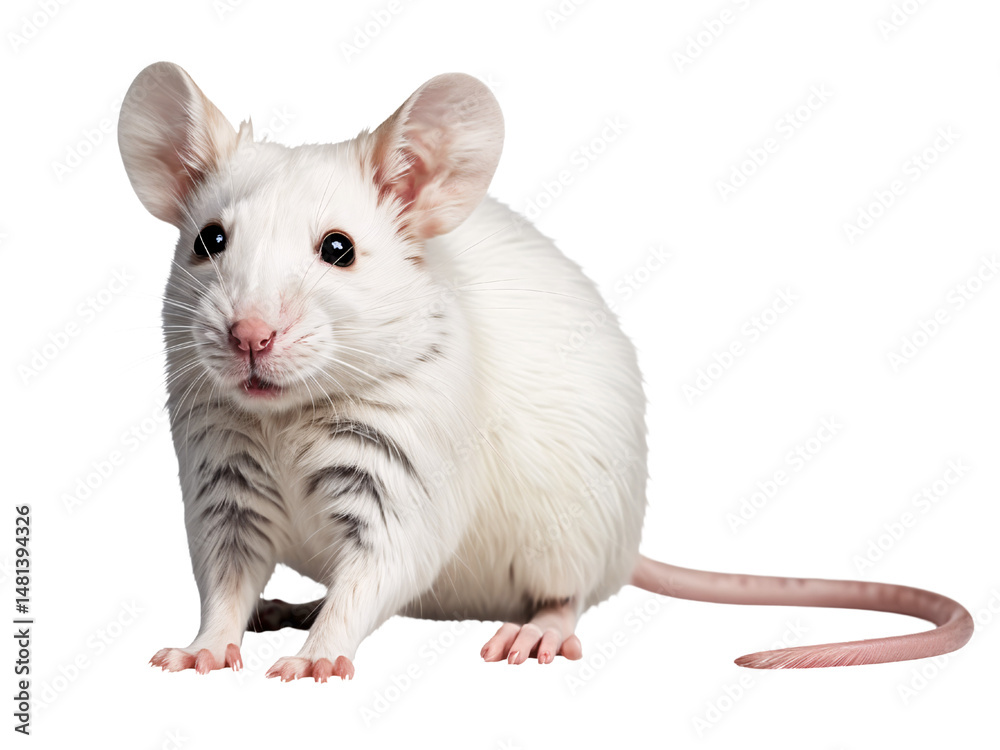 Adorable White Laboratory Mouse on White Background Adorable White Laboratory Mouse on White Background
