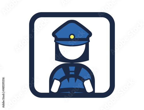運転手のシンプルな四角いカラーイラストアイコン