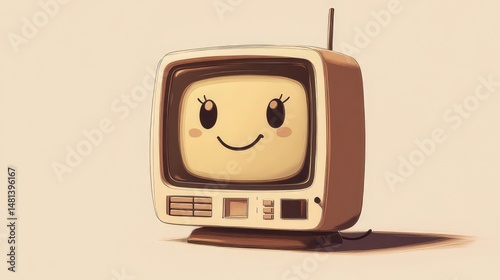 Isolated antique television set shows a blank screen, a retro technology display object for vintage video entertainment and broadcast communication
