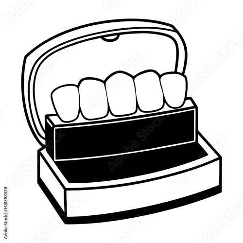 Dental Veneers Case Outline , Vector Illustration of Teeth Mold or Cosmetic Dentistry Product