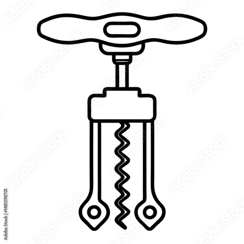 Corkscrew Wine Opener Icon , Vector Kitchen and Bar Tool Illustration