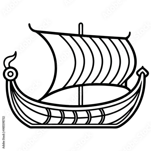 Viking Ship Icon , Ancient Nordic Boat Vector for History and Maritime Design