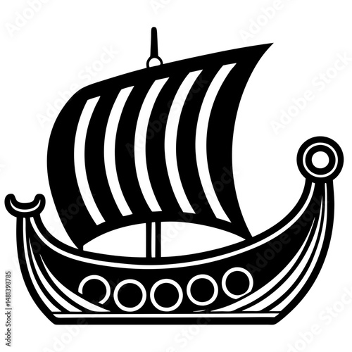 Viking Ship Icon , Ancient Nordic Boat Vector for History and Maritime Design