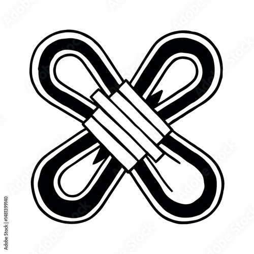 Martial Arts Belt Wrapped Cross Symbol , Vector Emblem for Combat or Discipline Design