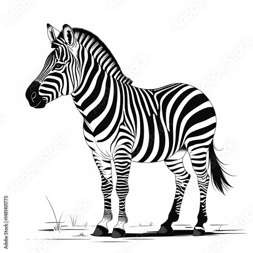 Elegant Black and White Zebra Illustration