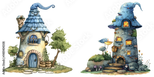 fantasy mage watercolor vector illustration