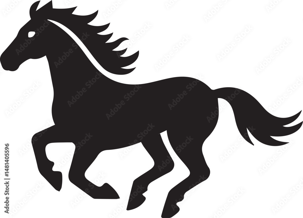 Obraz premium horse illustration vector, horse drawing, horse clipart, horse icon black, horse side view, horse silhouette,