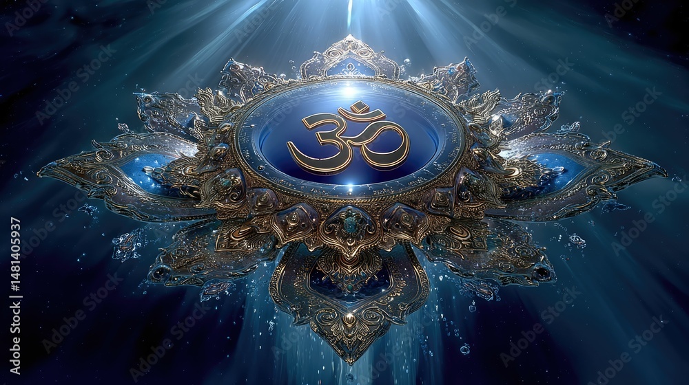 Fototapeta premium Sacred sound om visualization spiritual realm digital art ethereal atmosphere abstract perspective