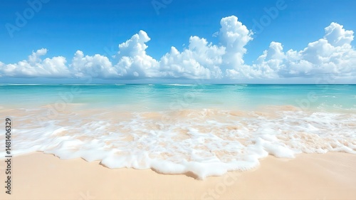 Crystal Clear Ocean Water with Gentle Waves on Sandy Beach