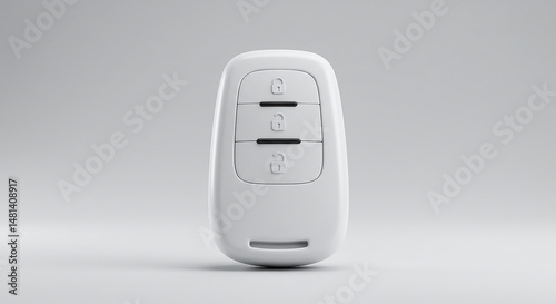 Modern car key remote control with lock and unlock buttons on white background