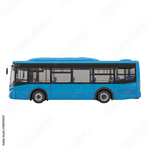 Sleek Modern City Bus in Bright Blue and Black